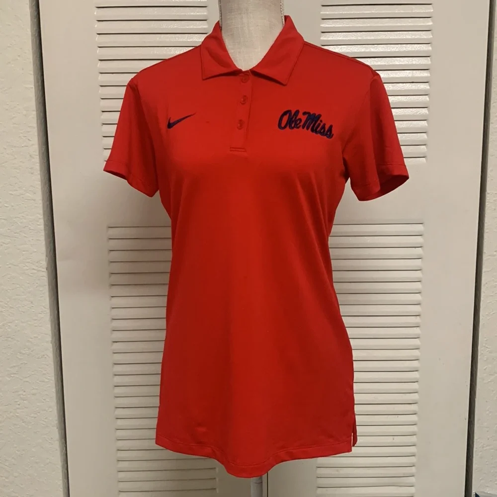 NIKE Ole Miss Red Dri-Fit Polo Shirt